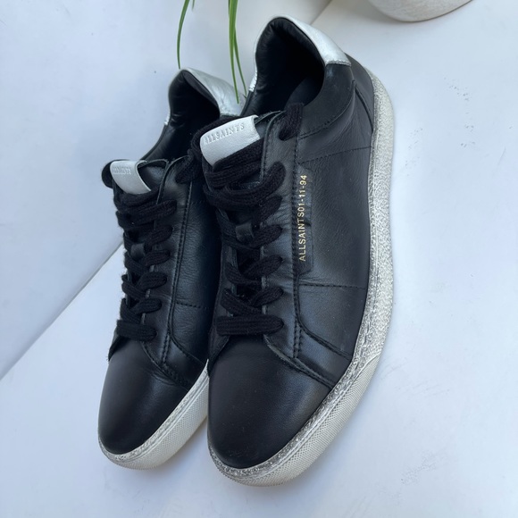 All Saints Shoes - - ALLSAINTS🔴Sheer low top Leather Sneakers 8 Bicolor blackwhite